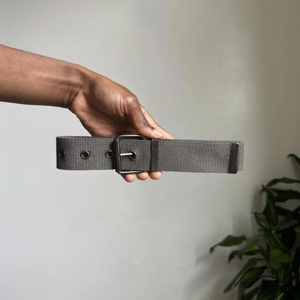 Unisex khaki Woven D-ring grunge skater belt one size‎